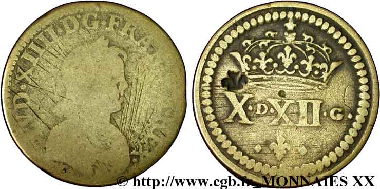 LOUIS XIV LE GRAND OU LE ROI SOLEIL Poids monétaire pour le double louis de Louis XIV n.d.  B/TB