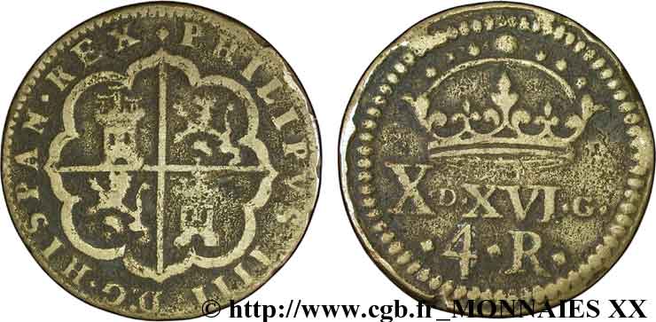SPAIN (KINGDOM OF) - MONETARY WEIGHT - PHILIP IV OF SPAIN Poids monétaire pour la pièce de quatre réaux n.d.  VF