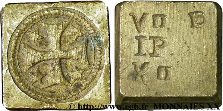 ITALY - GENOA - MONETARY WEIGHT Poids monétaire pour le quart d’écu de Gênes (quarto di scudo) n.d.  XF/AU