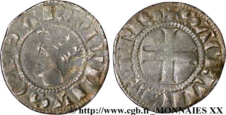 BERRY - COUNTY OF SANCERRE - GUILLAUME III (1190-1218) AND LOUIS I (1218-1268) Denier VF/XF