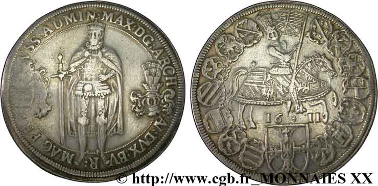 GERMANY - TEUTONIC ORDER - MAXIMILIAN OF AUSTRIA Thaler 1611  XF/AU