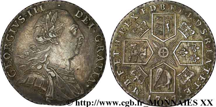 GRAN BRETAGNA - GIORGIO III Shilling 1787 Londres q.SPL/SPL