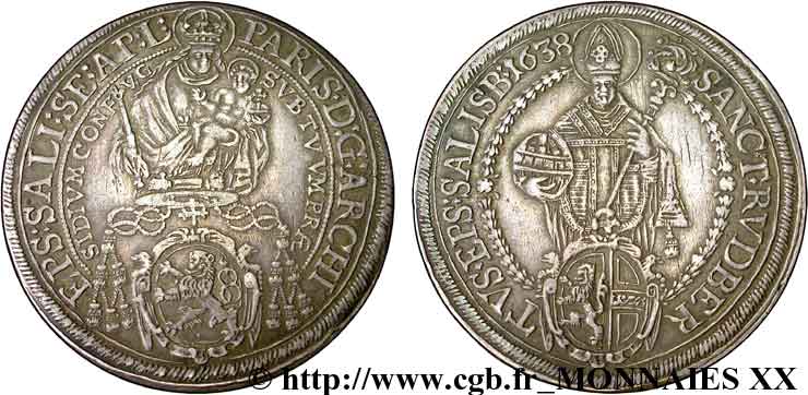 AUSTRIA - ARCHBISCHOP OF SALZBURG - PARIS VON LODRON Thaler 1638 Salzbourg MBC+/EBC