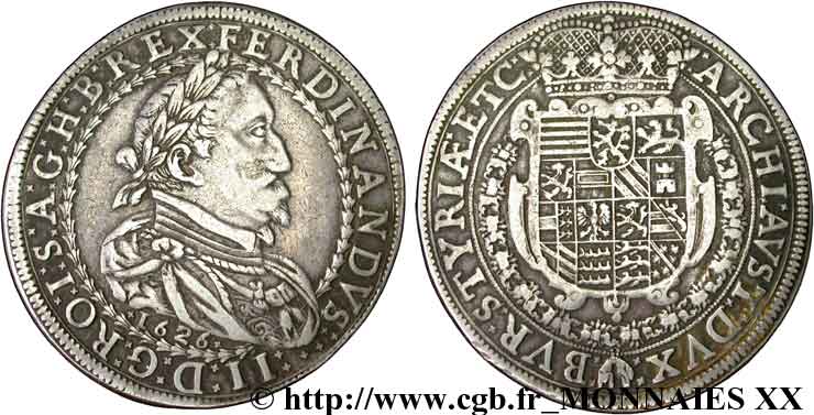 AUTRICHE - STYRIE - FERDINAND II Thaler 1626 Graz XF