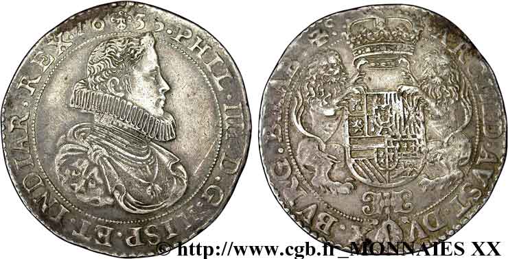SPANISH NETHERLANDS - DUCHY OF BRABANT - PHILIP IV Ducaton, 1er type 1633 Bruxelles AU