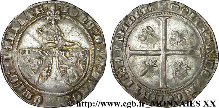 FLANDRE - COMTÉ DE FLANDRE - JEAN SANS PEUR Double gros  penning Jans  c. 1409 Gand MBC+