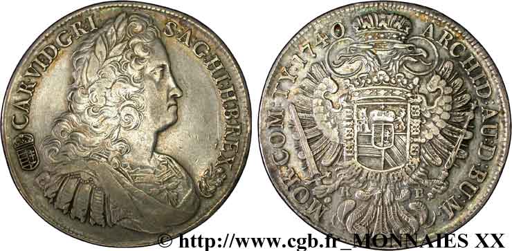 HUNGARY - CHARLES VI Thaler 1740 Kremnitz XF