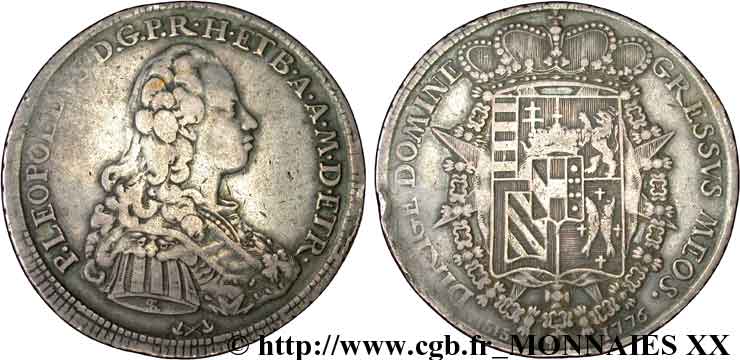 ITALY - GRAND DUCHY OF TUSCANY - PETER-LEOPOLD I OF LORRAINE Thaler, François ou Francesco 1776 Florence VF