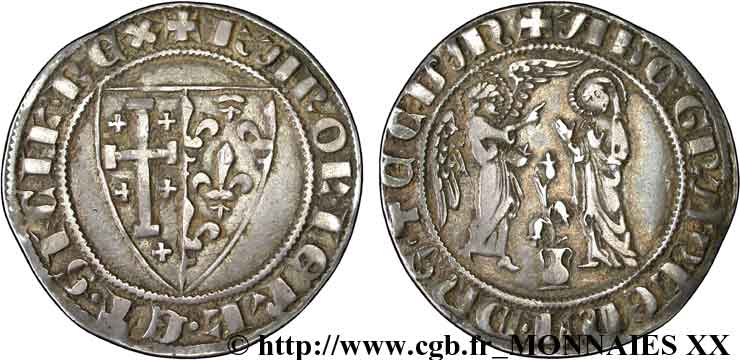 ITALY - KINGDOM OF NAPLES - CHARLES I OF ANJOU Salut d argent c. 1266-1285 Naples XF