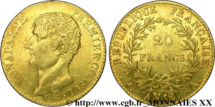 20 francs or Bonaparte Premier consul 1804 Paris F.510/2 XF 