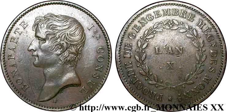 Essai au module de 2 francs Bonaparte par Jaley d après le procédé de Gengembre 1802 Paris VG.977  MBC 