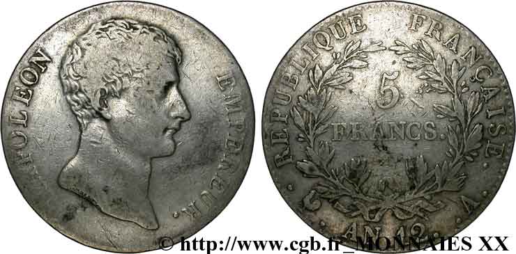 5 francs Napoléon empereur, Type intermédiaire 1804 Paris F.302/1 MB 