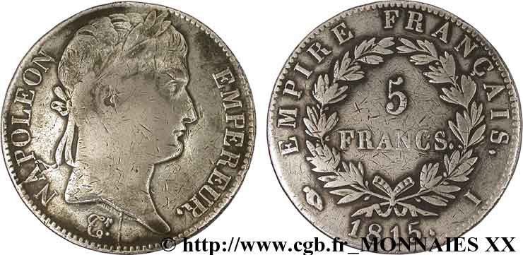 5 francs Napoléon Empereur, Cent-Jours 1815 Limoges F.307A/4 S 