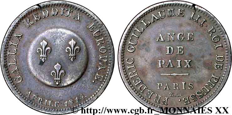 Module de 2 francs pour Frédéric-Guillaume 1814 Paris VG.2360  XF 