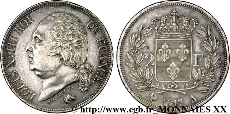 2 francs Louis XVIII 1817 Paris F.257/8 VZ 