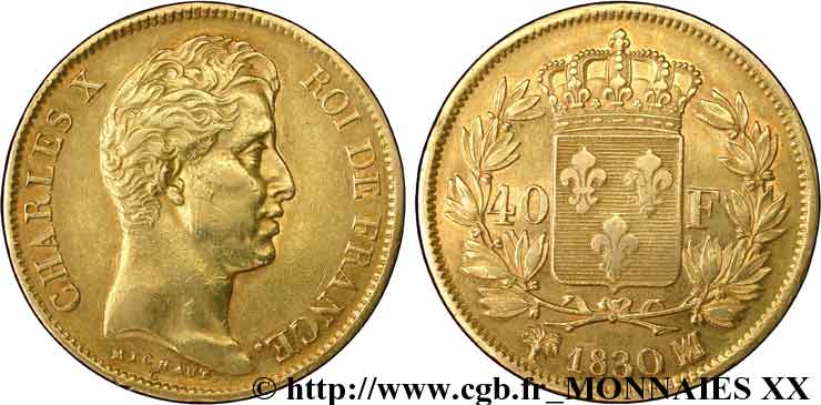 40 francs Charles X, 2e type 1830 Marseille F.544/6 TTB 