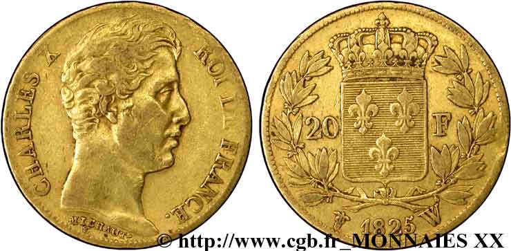 20 francs Charles X 1825 Lille F.520/2 TB 
