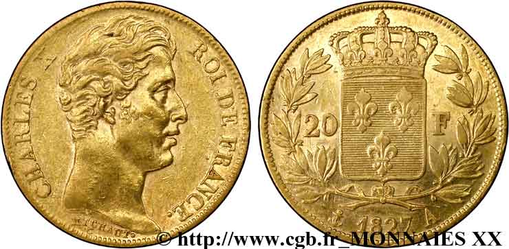 20 francs Charles X 1827 Paris F.520/6 MBC 
