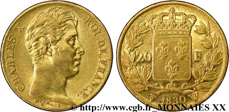 20 francs Charles X 1830 Lille F.521/7 XF 