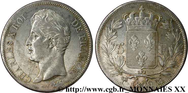 5 francs Charles X, 2e type 1829 Marseille F.311/36 MBC 