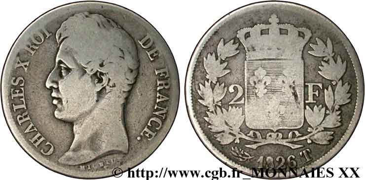 2 francs Charles X 1826 Nantes F.258/22 SGE 