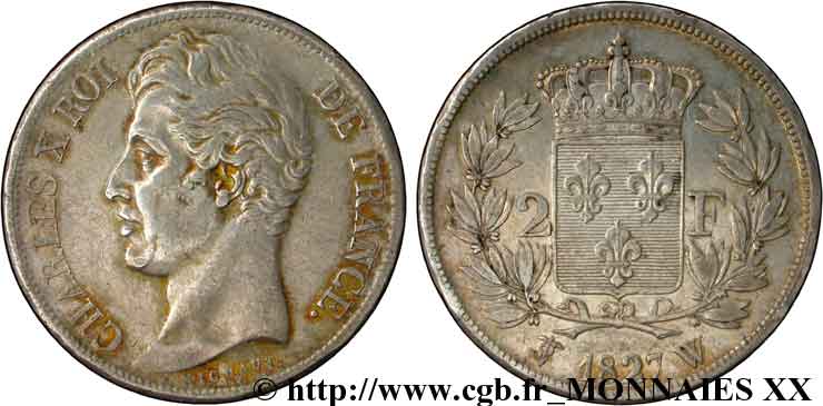 2 francs Charles X 1827 Lille F.258/35 VZ 