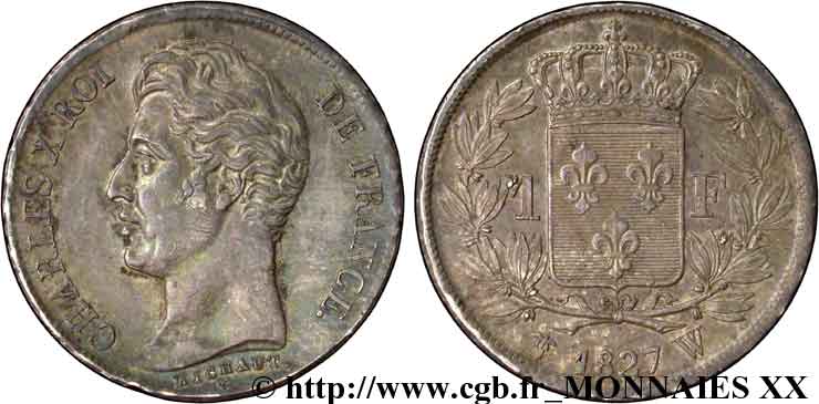 1 franc Charles X 1827 Lille F.207/36 VZ 