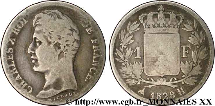 1 franc Charles X 1828 La Rochelle F.207/41 VG 