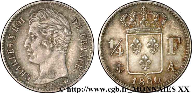 1/4 franc Charles X 1830 Paris F.164/39 AU 