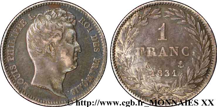 1 franc Louis-Philippe, tête nue 1831 Paris F.209/1 MBC 