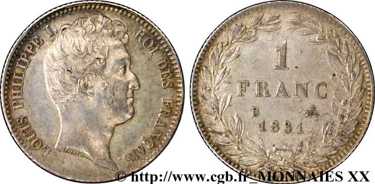 1 franc Louis-Philippe, tête nue 1831 Rouen F.209/2 AU 