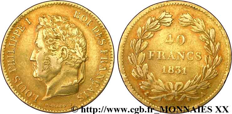 40 francs or Louis-Philippe, sans étoile 1831 Paris F.546/2 SS 
