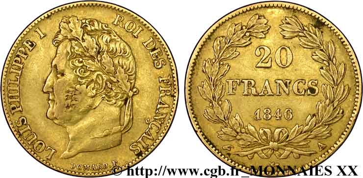 20 francs Louis-Philippe, Domard 1846 Paris F.527/35 TTB 