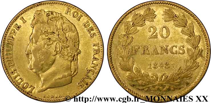 20 francs Louis-Philippe, Domard 1848 Paris F.527/38 MBC 