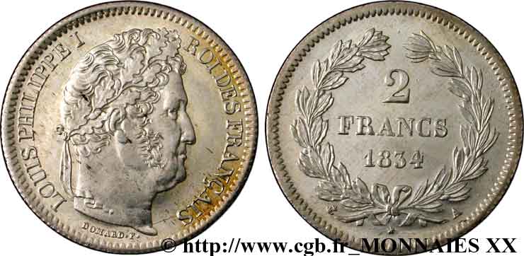 2 francs Louis-Philippe 1834 Paris F.260/29 SPL 