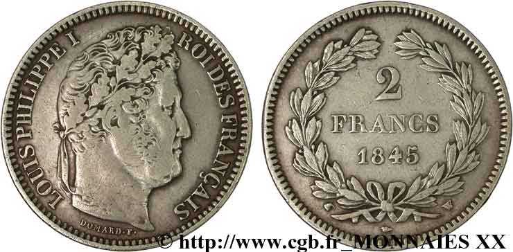 2 francs Louis-Philippe 1845 Lille F.260/107 TTB 