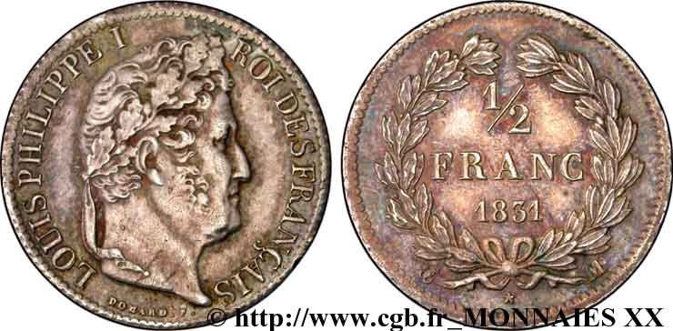 1/2 franc Louis-Philippe 1831 Toulouse F.182/9 EBC 