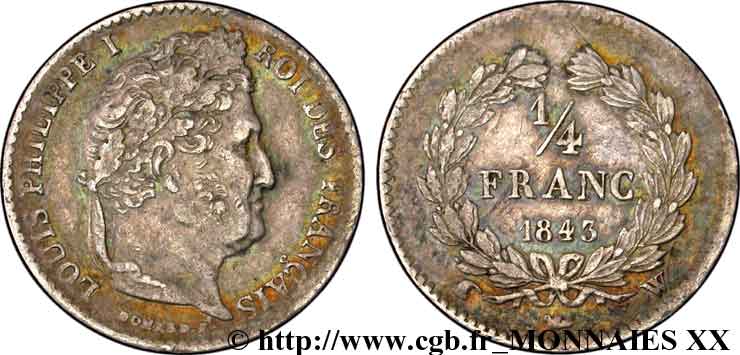 1/4 franc Louis-Philippe 1843 Lille F.166/96 SUP 