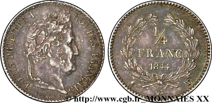 1/4 franc Louis-Philippe 1844 Lille F.166/101 AU 