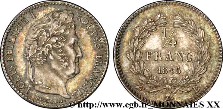1/4 franc Louis-Philippe 1845 Rouen F.166/103 SPL 