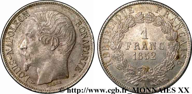 1 franc Louis-Napoléon 1852 Paris F.212/1 SPL 