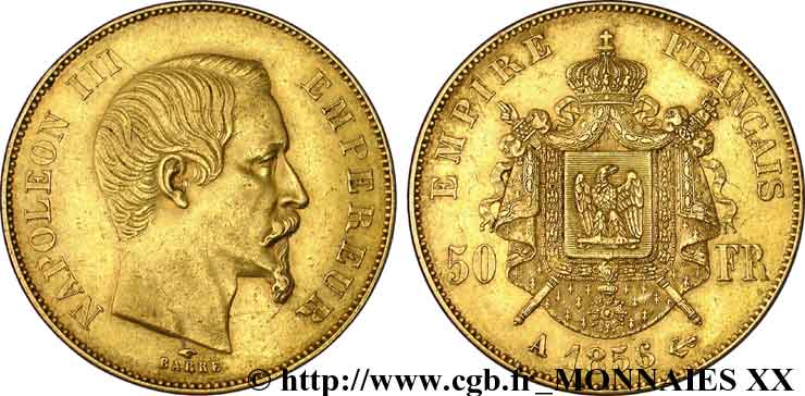 50 francs or Napoléon III, tête nue 1856 Paris F.547/3 BB 