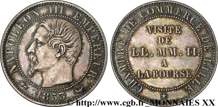 Module 5 centimes argent, visite impériale à Lille les 23 et 24 septembre 1853 Lille VG.3368  VZ 