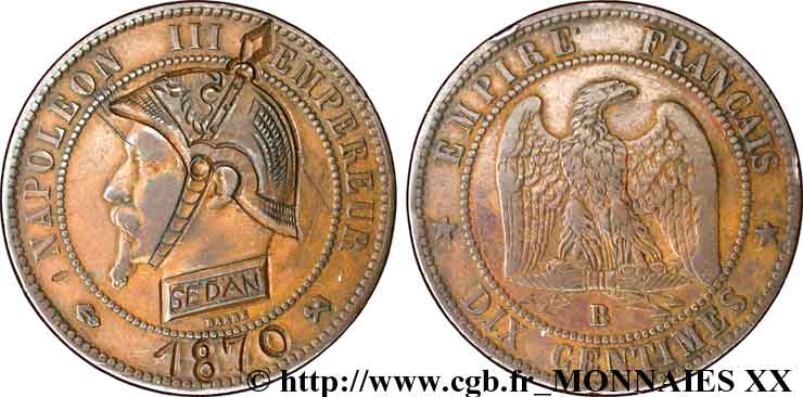 Monnaie satirique, module de dix centimes, regravée n.d. Rouen F.133/ XF 