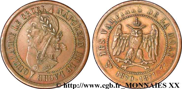 Monnaie satirique, module de 5 centimes 1870  Coll.-  SPL 
