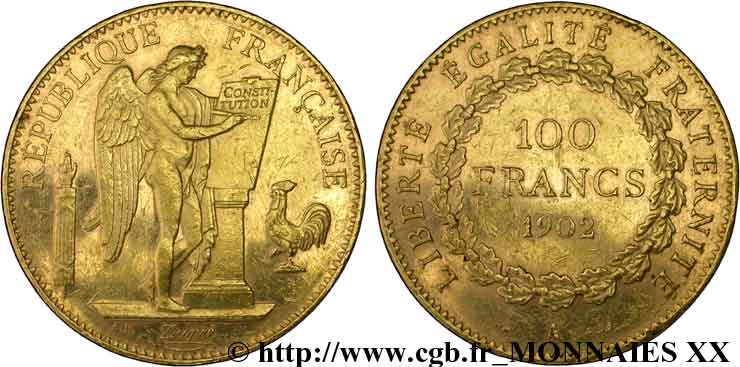 100 francs génie, tranche inscrite en relief Dieu protège la France 1902 Paris F.552/15 MBC 