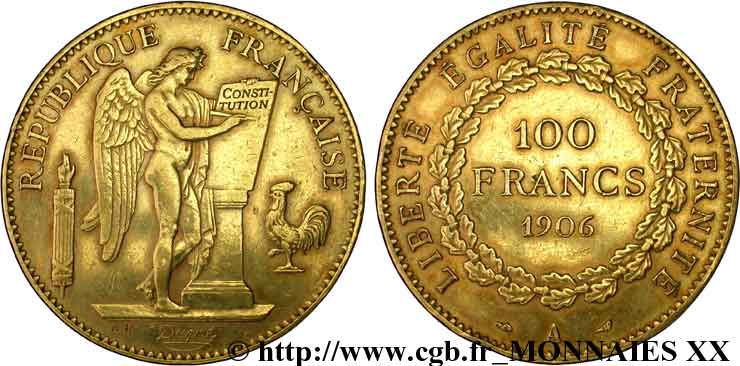 100 francs génie, tranche inscrite en relief Dieu protège la France 1906 Paris F.552/19 TTB 