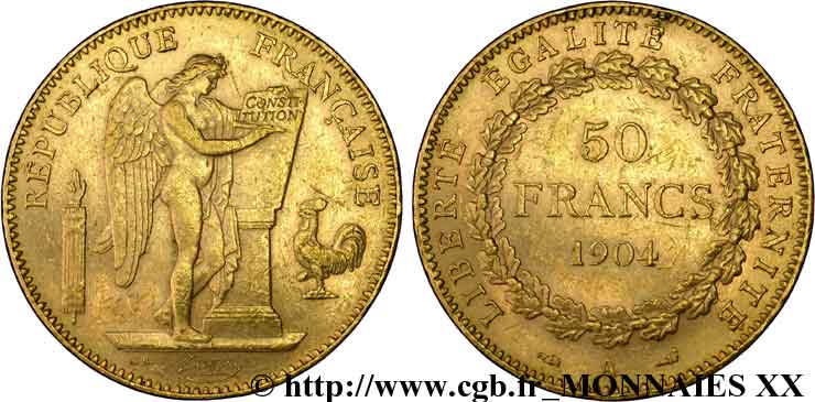 50 francs génie, Troisième république 1904 Paris F.549/6 EBC 