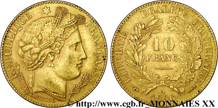 10 francs Cérès, Troisième république 1896 Paris F.508/4 TTB 