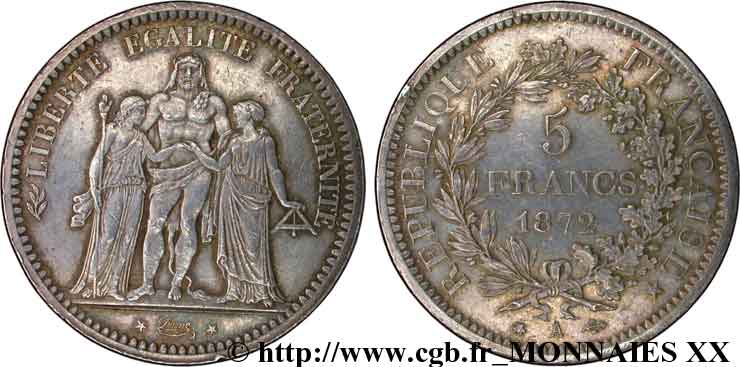 5 francs Hercule 1872 Paris F.334/7 EBC 